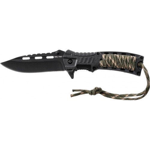 CAMO ONE HAND KNIFE PARACORD W.FIRE STARTER