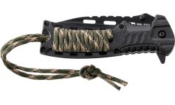CAMO ONE HAND KNIFE PARACORD W.FIRE STARTER