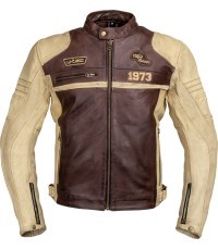 Vyriška odinė motociklininko striukė W-TEC Retro - Juoda-ruda-smėlio