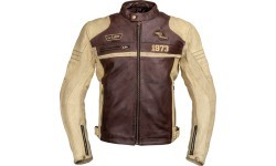 Vyriška odinė motociklininko striukė W-TEC Retro - Juoda-ruda-smėlio