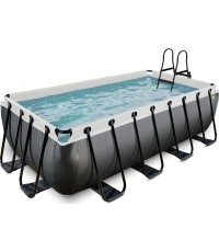 Бассейн EXIT Black Leather 400x200x100 см с фильтр-насосом, чёрный
