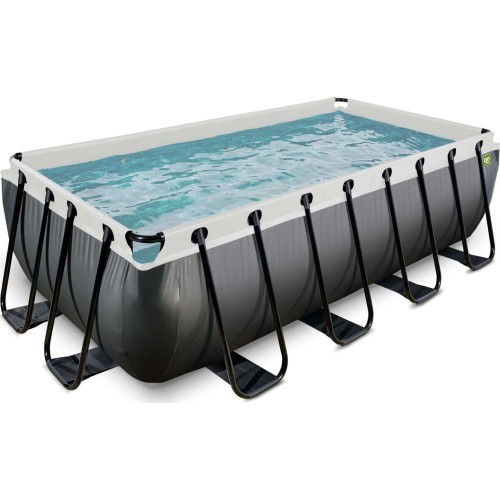 EXIT Black Leather pool 400x200x100cm with filter pump - black