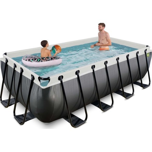 EXIT Black Leather baseinas 400x200x100 cm su filtravimo siurbliu, juodas