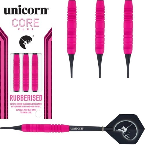 Smiginio strėlytės Unicorn Core Plus Rubberized Brass Pink, 3 vnt.