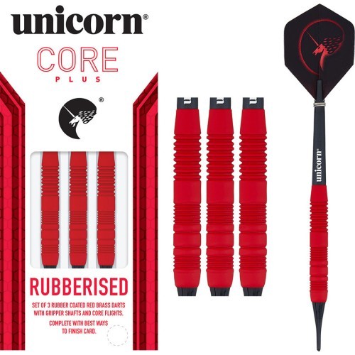 Дротики Unicorn Core Plus Rubberized Brass Red, 3 шт.
