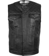 Leather Motorcycle Vest W-TEC Losango - Black