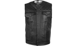 Leather Motorcycle Vest W-TEC Losango - Black