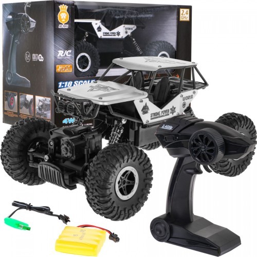 Nuotoliniu būdu valdomas Crawler R/C Monster 1:18 sidabrinis