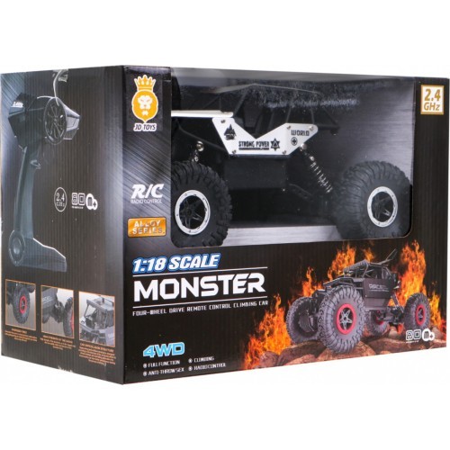 Nuotoliniu būdu valdomas Crawler R/C Monster 1:18 sidabrinis