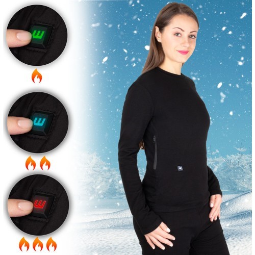 Moteriški šildomi marškinėliai W-TEC Insulong Lady - Juoda