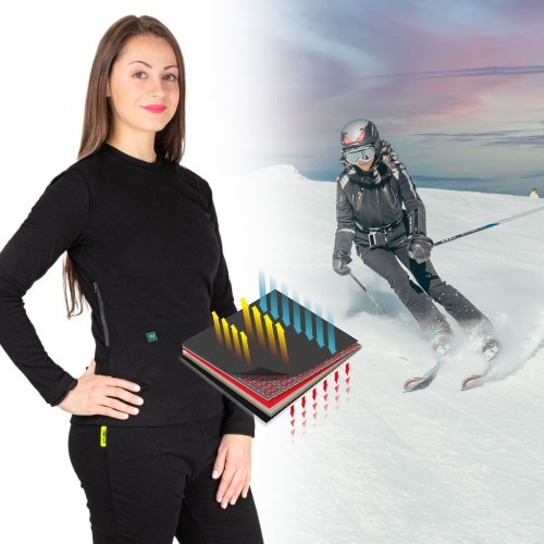 Moteriški šildomi marškinėliai W-TEC Insulong Lady - Juoda