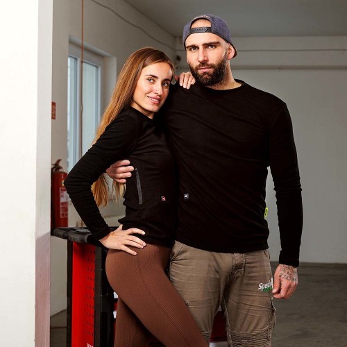 Moteriški šildomi marškinėliai W-TEC Insulong Lady - Juoda