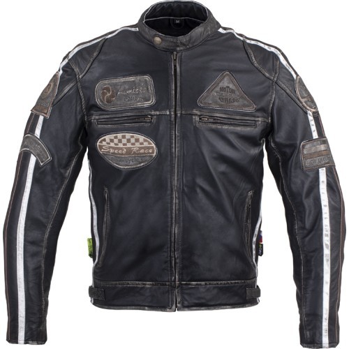 Vyriška odinė motociklininko striukė W-TEC Sheawen Vintage - Juoda
