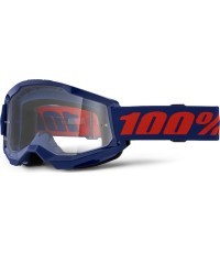 Motokroso akiniai 100% Strata 2 New - Blue-Red mėlynai raudona, skaidrus pleksis