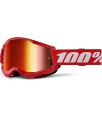 Motocross Goggles 100% Strata 2 New Mirror - Red, red plexi