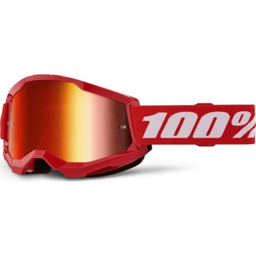 Motokroso akiniai 100% Strata 2 New Mirror - Raudona, raudonas pleksis