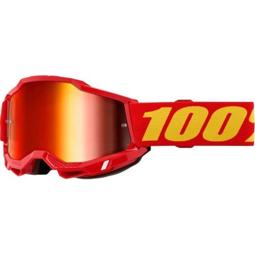 Vaikiški motokroso akiniai 100% Accuri 2 Junior Mirror - červená, červené plexi