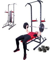 Комплект цементных гантелей со станцией для отжиманий inSPORTline CEM 180 + 40 см/30 мм, 80 кг