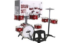 Mega Drums vaikiška būgnų komplektas su kėdute, 6 būgnai