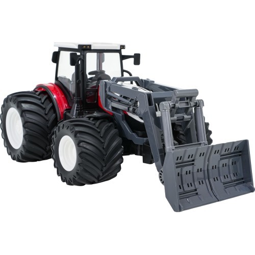 Nuotoliniu būdu valdomas traktorius su buldozeriu R/C 1:24, raudonas