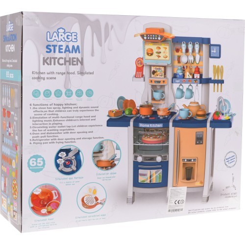 Kitchen Kitchenette with Light and Sound Function 65 pcs. Blue