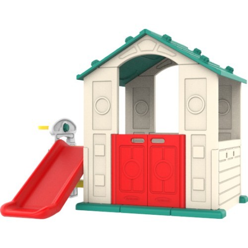 3in1 Garden House for Children Green Roof + Slide + Basketball