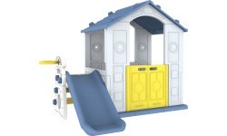 3in1 Garden House for Children Blue Roof + Slide + Basketball
