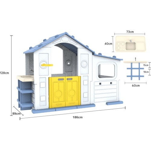 Large House With Hallway, Basketball and Sink Blue Roof
