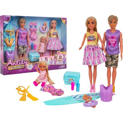 Doll Set, Family on Vacation + Accessories
