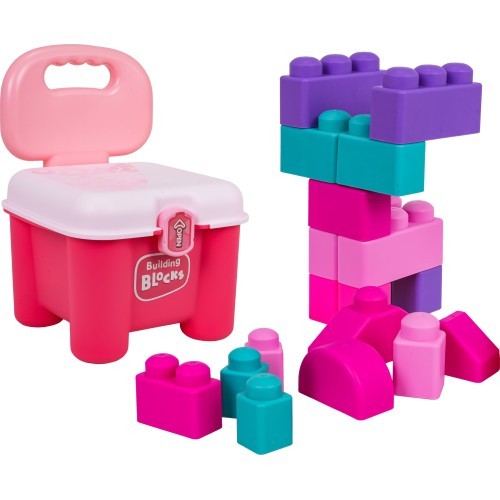 Set of Soft Electric Blocks + Chair Storage Pink