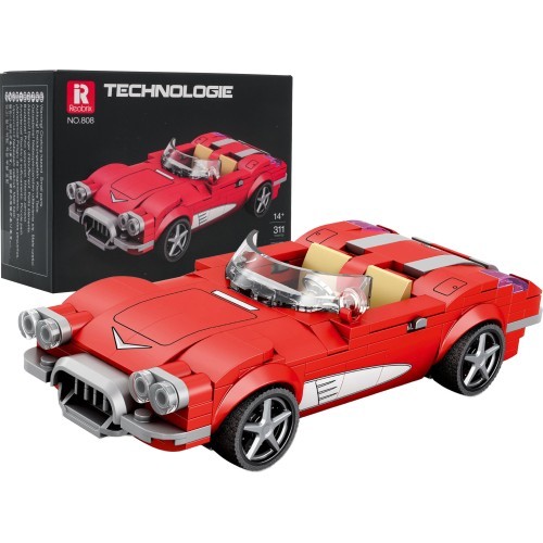 Kabrioleto automobilis raudonas, 311 dalių konstruktorius