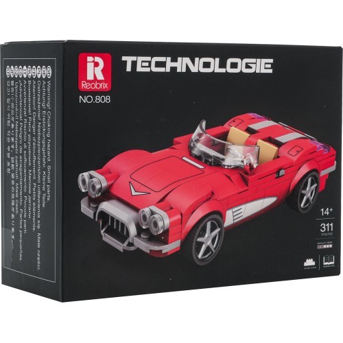 Kabrioleto automobilis raudonas, 311 dalių konstruktorius