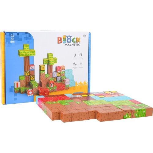 Magnetinių kubelių ir blokelių rinkinys, 102 vnt.