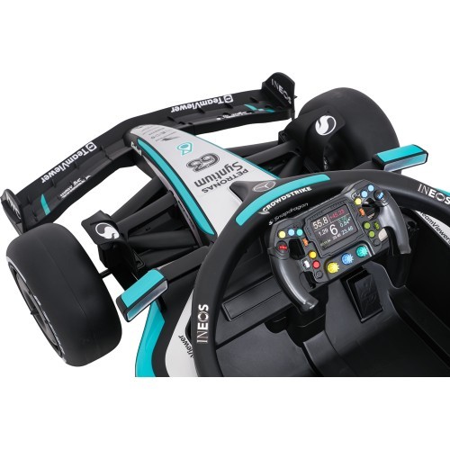 AMG PETRONAS F1 juodas lenktyninis automobilis, vaikiškas elektromobilis