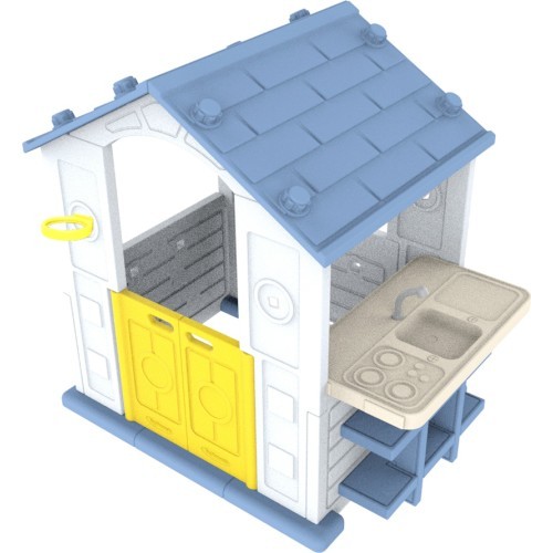 Игровой домик с баскетболом и раковиной, синяя крыша