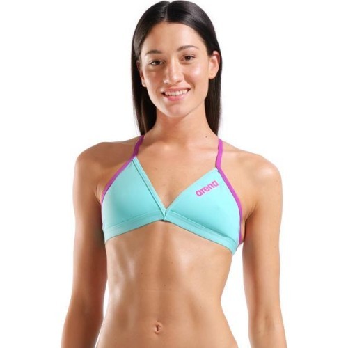 W Team Swim Top Tie Back Solid Water-Very Fuchsia 34 - 899