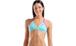 W Team Swim Top Tie Back Solid Water-Very Fuchsia 34 - 899