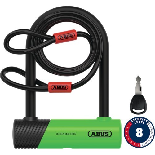Abus Ultra Mini 410K/150HB140 green SH + Cobra 10/120 bike lock