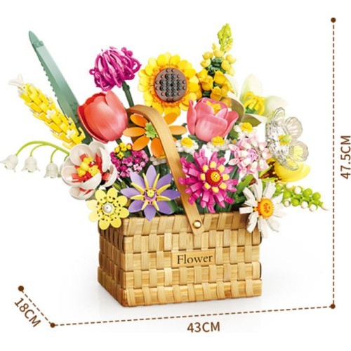 Spring Bouquet in a Basket Building Blocks Set 1615 pcs.