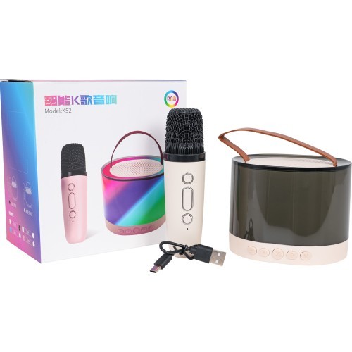 Karaoke mikrofono ir šviečiančios kolonėlės rinkinys