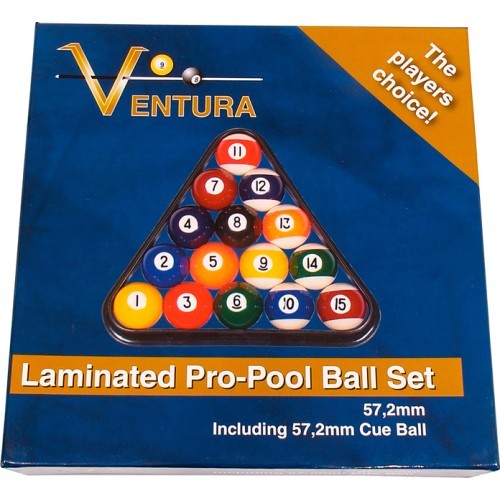 Ventura Laminated Pro-Pool biliardo kamuoliukų rinkinys 57,2 mm