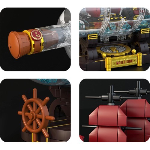 Red Pirate Ship in a Bottle Building Set 885 pcs.