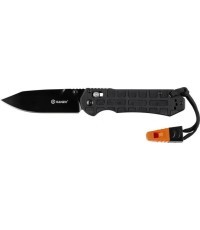 Ganzo G7453P-BK-WS folding knife with whistle.