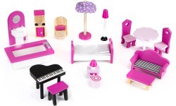 Деревянный кукольный домик с мебелью и LED EcoToys