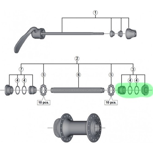 Shimano HB-RM66 Nut and Cone (Right)