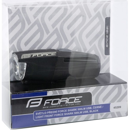 Передний фонарь FORCE Shark 500 USB (чёрный)