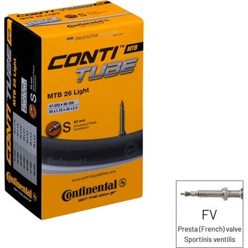 Continental MTB 26 Light inner tube, 26" x 1.75/2.4" (47/60-559), FV 42 mm