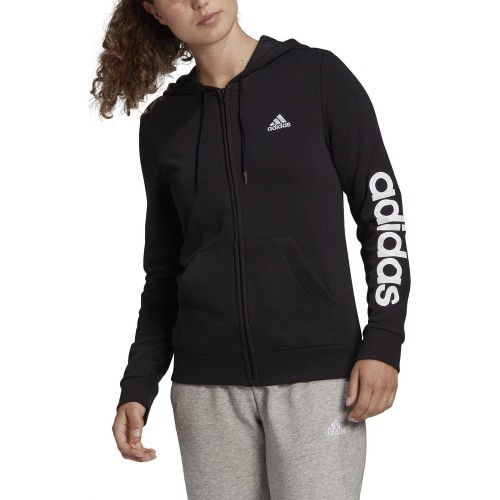 Женская толстовка Adidas W Lin Ft Fz Hoodie чёрная GL0791
