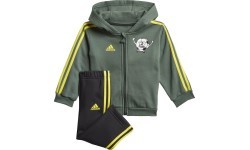 Детский спортивный костюм Adidas I Lil 3S Jog FL чёрный зелёный GN7258