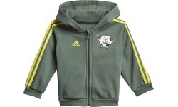 Детский спортивный костюм Adidas I Lil 3S Jog FL чёрный зелёный GN7258